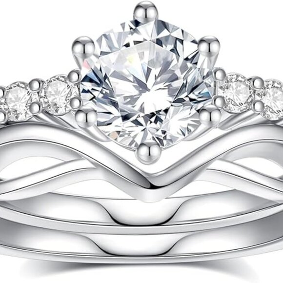 1.24CTTW Moissanite 925 Sterling Silver D Color VVS1 Wedding Ring